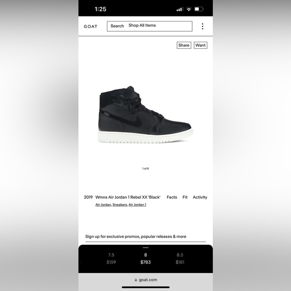 Wmns Air Jordan 1 Rebel XX 'Black - Picture 7 of 7